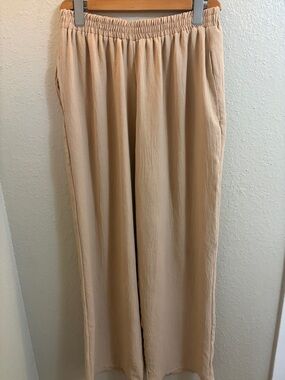 Cherish Beige Wide Leg Elastic Waist Pants